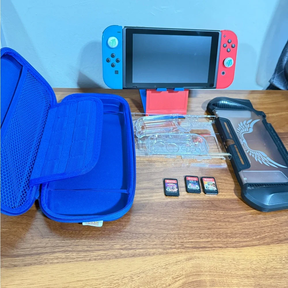 Nintendo Switch with Blue and Red Joy-Con Controllers